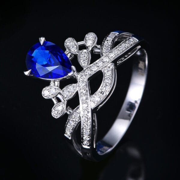 Internet celebrity's same - style luxury water - drop pear - shaped crown ring, European and American simulation diamond ring, colored gemstone ring. - Image 11