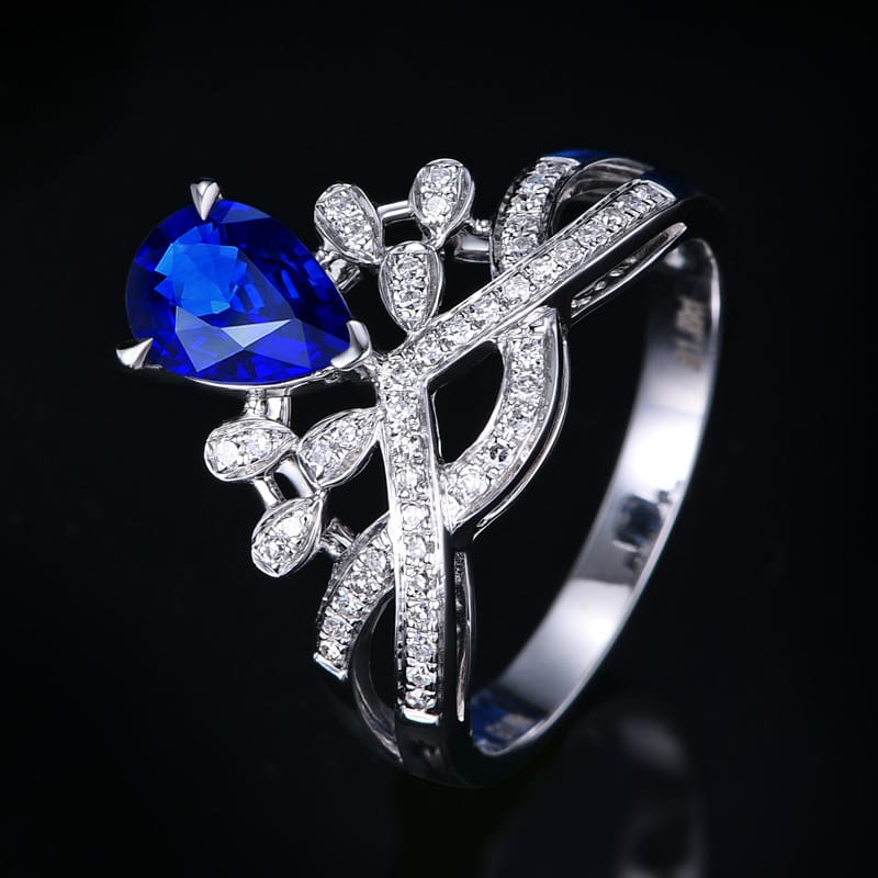 Internet celebrity's same - style luxury water - drop pear - shaped crown ring, European and American simulation diamond ring, colored gemstone ring. - Image 11