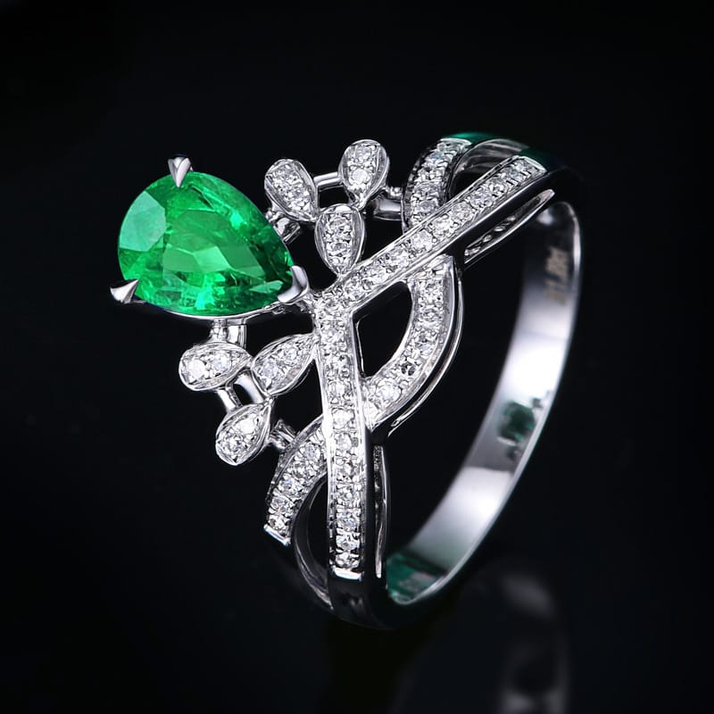 Internet celebrity's same - style luxury water - drop pear - shaped crown ring, European and American simulation diamond ring, colored gemstone ring. - Image 13