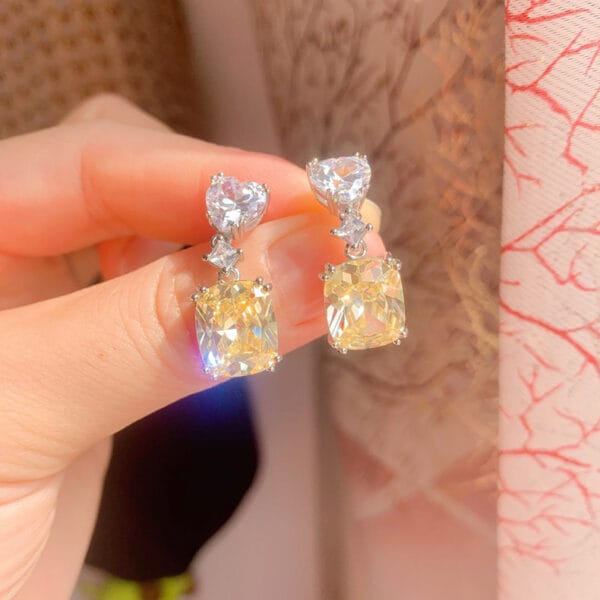 Red color Paraiba earrings Pink diamond Yellow diamond earrings micro-diamond jewelry - Image 5