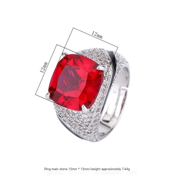 Yellow zirconia ring, ruby ring, hot-selling pink zirconia ring, European and American vintage luxury tourmaline wedding ring - Image 4