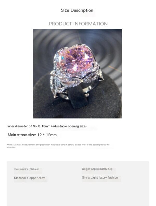 Niche luxury high - end popular bow - tie princess - style pink - purple diamond ring. - Image 6