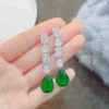 Ins influencer's popular fashion retro color gemstone imitation Argyle pink sapphire emerald large earrings - Image 4
