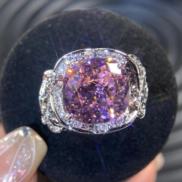Niche luxury high - end popular bow - tie princess - style pink - purple diamond ring. - Image 5