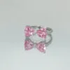 925 Silver Sweet Girl Pink Zircon Bow Ring, Charming Open Ring, Bestseller Pink gemstone ring - Image 8