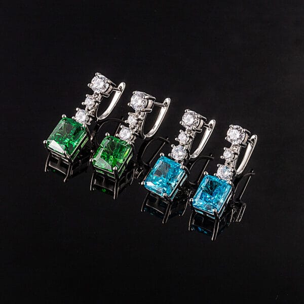 Violet high carbon diamond ice cut earrings Gold plated inlaid powder zircon long earrings - Image 4