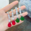 Ins influencer's popular fashion retro color gemstone imitation Argyle pink sapphire emerald large earrings - Image 8