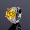 Yellow zirconia ring, ruby ring, hot-selling pink zirconia ring, European and American vintage luxury tourmaline wedding ring - Image 3