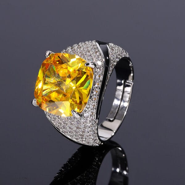 Yellow zirconia ring, ruby ring, hot-selling pink zirconia ring, European and American vintage luxury tourmaline wedding ring - Image 3