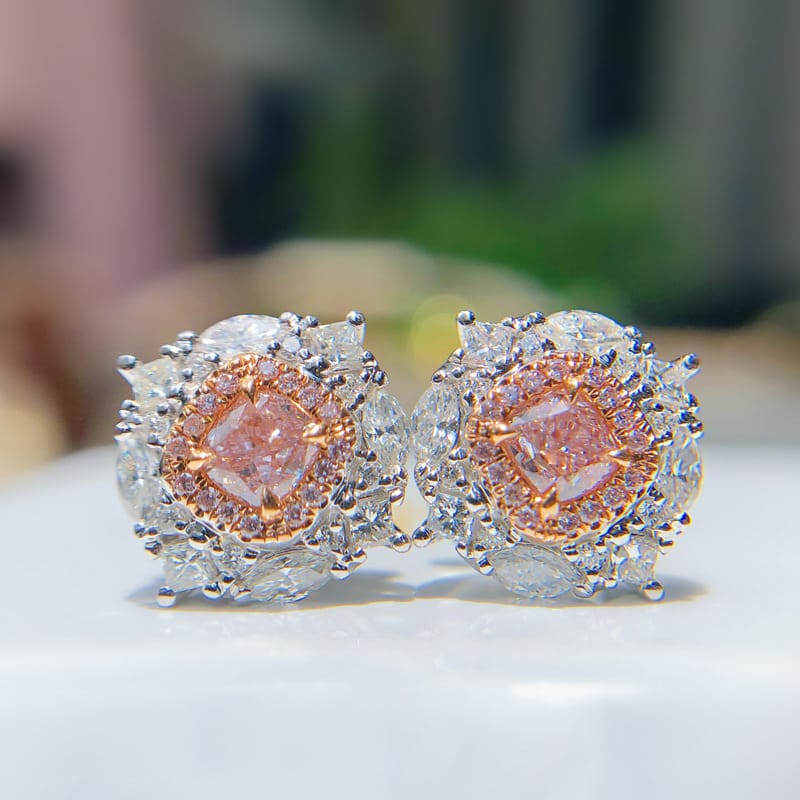 Imitation Argyle Pink Diamond earrings Vintage high toner pink diamond luxury star Sparkle stud earrings - Image 2