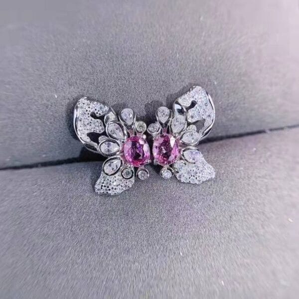 Light luxury ins Korean pink diamond Morgan Stone Super Fairy butterfly stud imitation natural Argyll pastel treasure earrings - Image 4