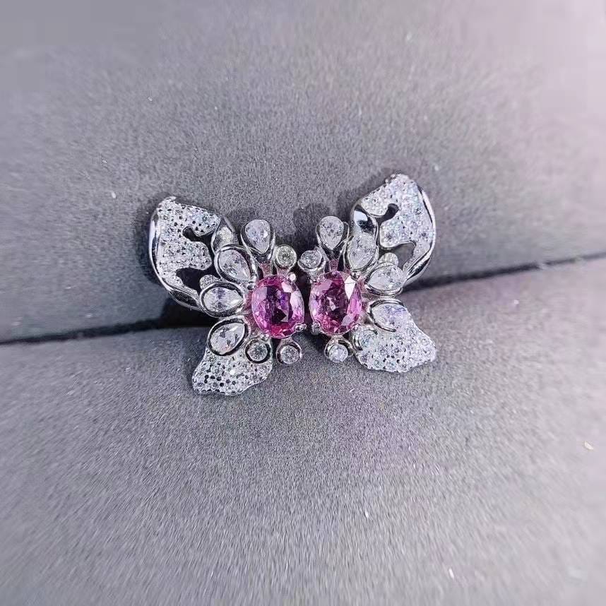 Light luxury ins Korean pink diamond Morgan Stone Super Fairy butterfly stud imitation natural Argyll pastel treasure earrings - Image 4