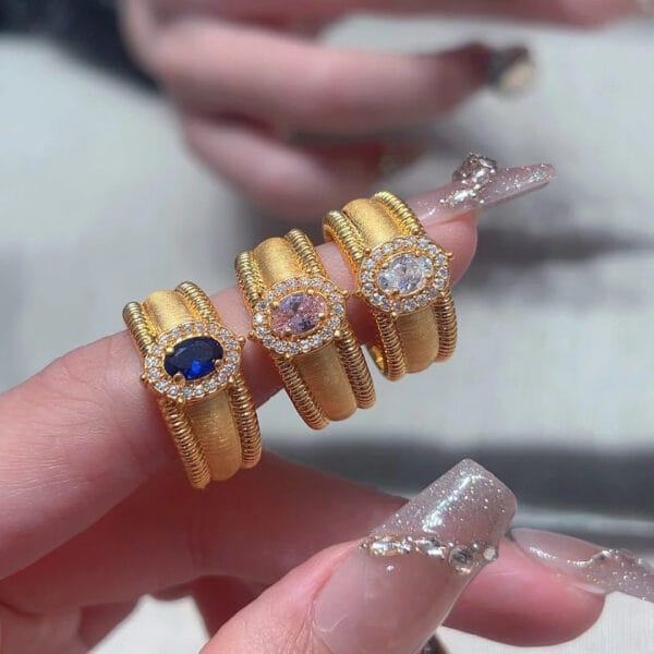 vintage style brushed pigeon egg ring with ball edge light luxury retro palace diamond opening ring - Image 9