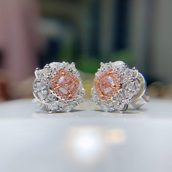 Imitation Argyle Pink Diamond earrings Vintage high toner pink diamond luxury star Sparkle stud earrings - Image 3