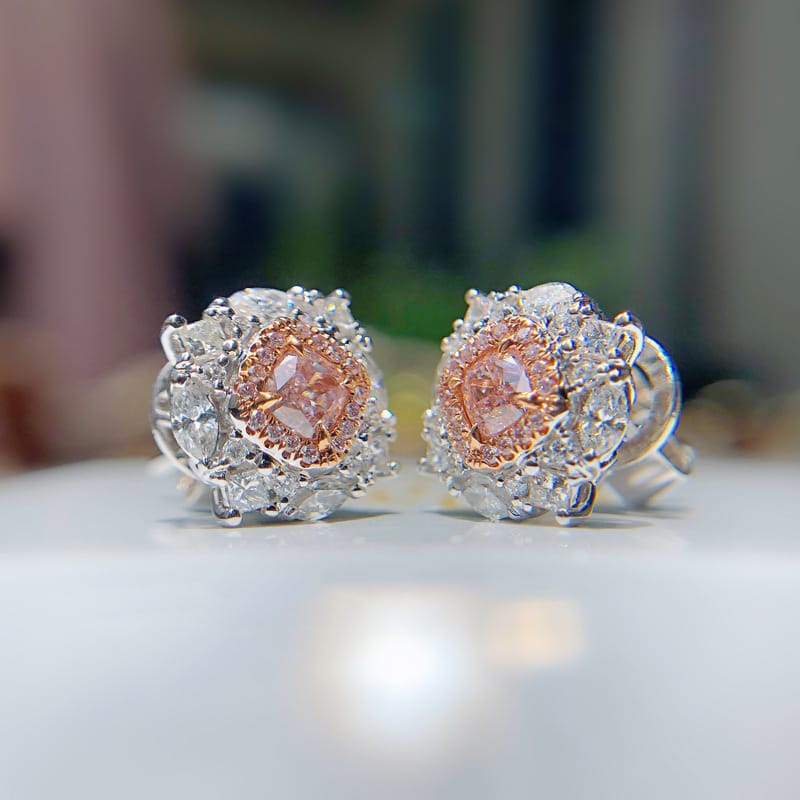 Imitation Argyle Pink Diamond earrings Vintage high toner pink diamond luxury star Sparkle stud earrings - Image 3