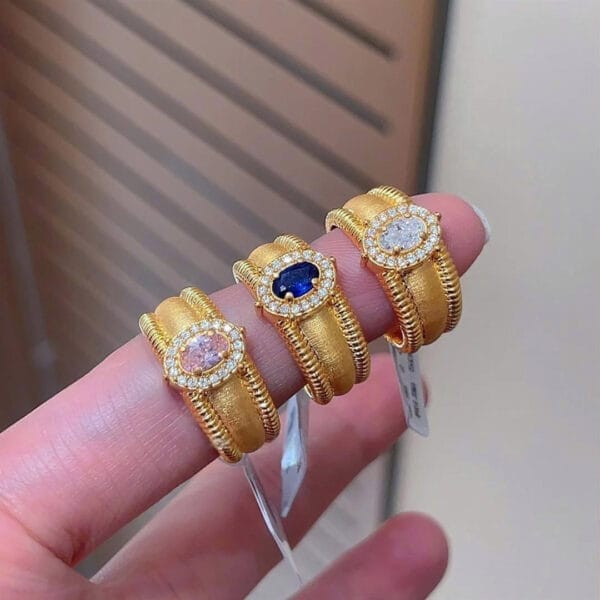 vintage style brushed pigeon egg ring with ball edge light luxury retro palace diamond opening ring - Image 11