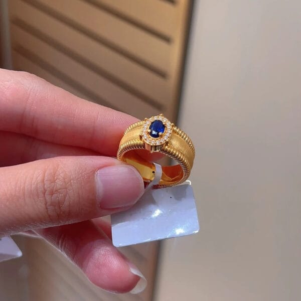 vintage style brushed pigeon egg ring with ball edge light luxury retro palace diamond opening ring - Image 14