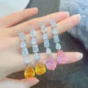 Ins influencer's popular fashion retro color gemstone imitation Argyle pink sapphire emerald large earrings - Image 7