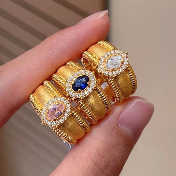 vintage style brushed pigeon egg ring with ball edge light luxury retro palace diamond opening ring - Image 15