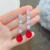 Ins influencer's popular fashion retro color gemstone imitation Argyle pink sapphire emerald large earrings - Image 3