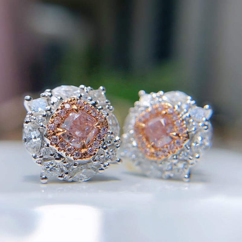 Imitation Argyle Pink Diamond earrings Vintage high toner pink diamond luxury star Sparkle stud earrings - Image 4