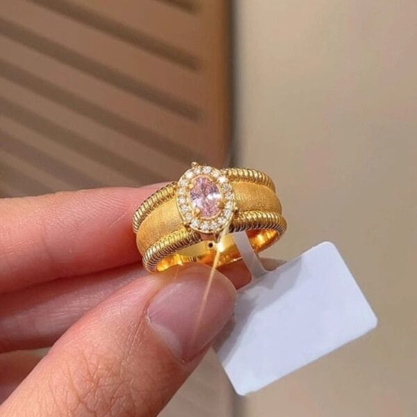 vintage style brushed pigeon egg ring with ball edge light luxury retro palace diamond opening ring - Image 16