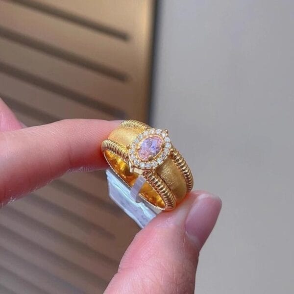 vintage style brushed pigeon egg ring with ball edge light luxury retro palace diamond opening ring - Image 6