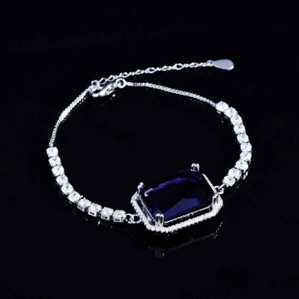 The new fashion color treasure jewelry simulates Argyle pink diamond bracelet exquisite micro-inlaid rectangular jewel bracelet - Image 2