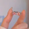925 Silver Sweet Girl Pink Zircon Bow Ring, Charming Open Ring, Bestseller Pink gemstone ring - Image 2