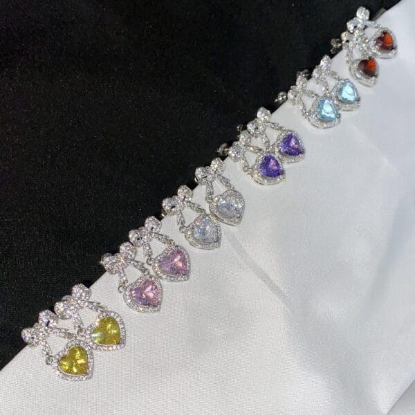Versa Bright Color Rainbow Love earrings Women plated 18K gold love bow Pink zircon smart earrings - Image 7