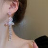 Silver needle zircon pink butterfly water drop long tassel earrings Sen fashion temperament earrings sweet light luxury earrings - Image 5
