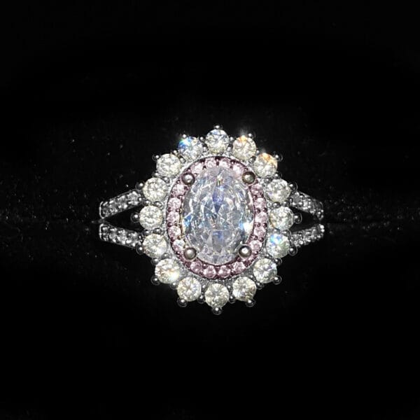 New pink zircon imitation aquamarine sunflower ring women luxury full of diamond imitation Topa stone color Jewel jewelry pink jewel ring - Image 3