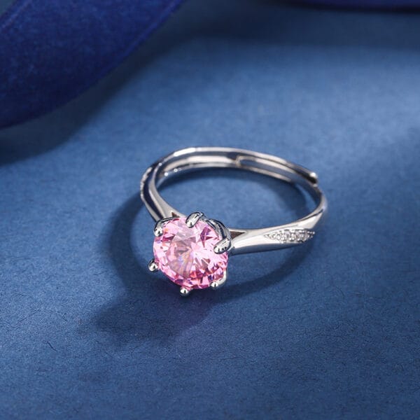 Powder gem ring Powder Crystal Powder Diamond powder zircon simulated Mosan diamond opening ring - Image 5