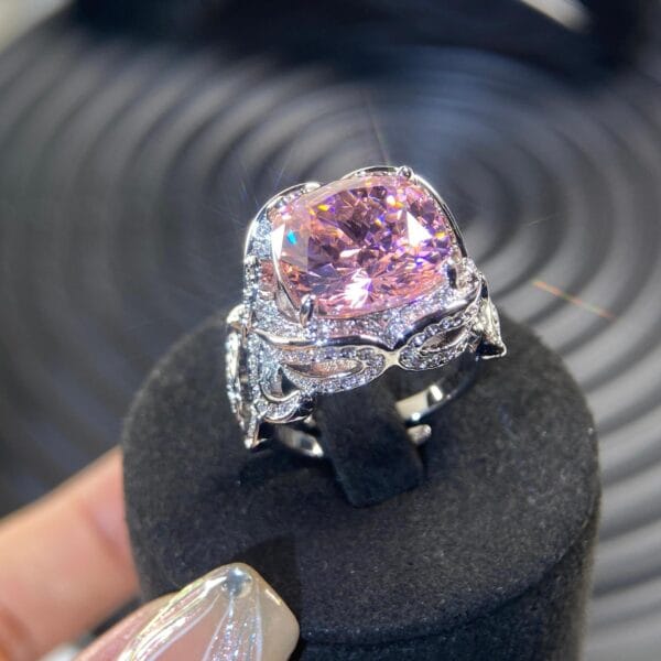 Niche luxury high - end popular bow - tie princess - style pink - purple diamond ring. - Image 3