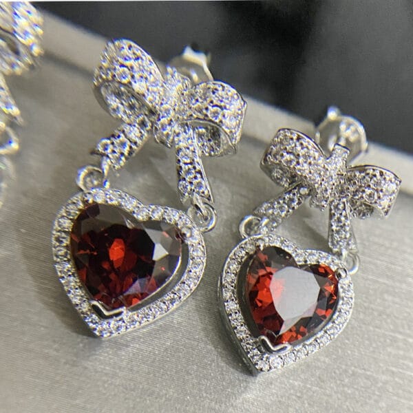 Versa Bright Color Rainbow Love earrings Women plated 18K gold love bow Pink zircon smart earrings - Image 5