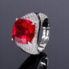 Yellow zirconia ring, ruby ring, hot-selling pink zirconia ring, European and American vintage luxury tourmaline wedding ring - Image 2