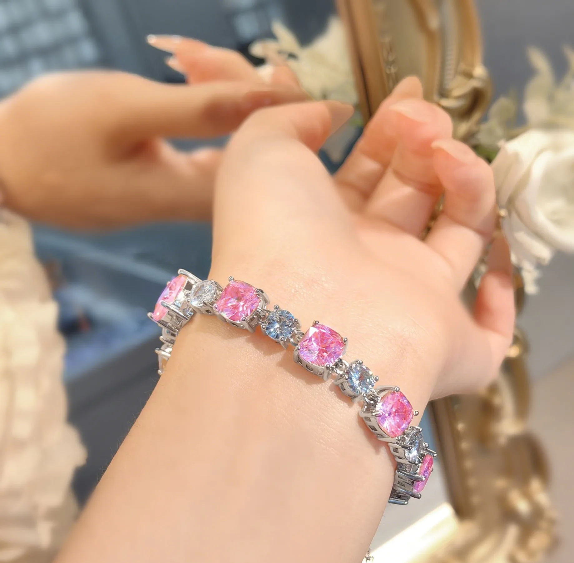 Pink gemstone bracelet