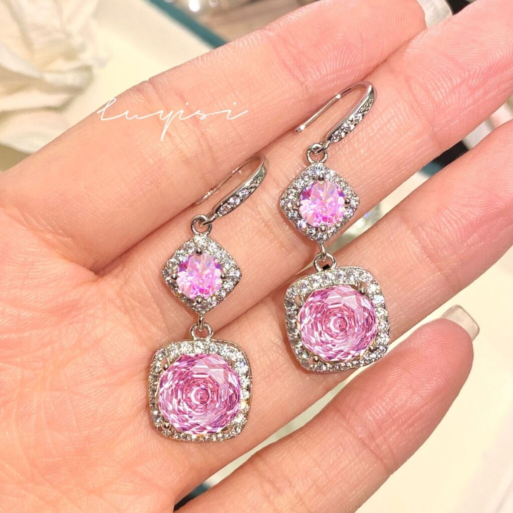 Pink gemstone earrings
