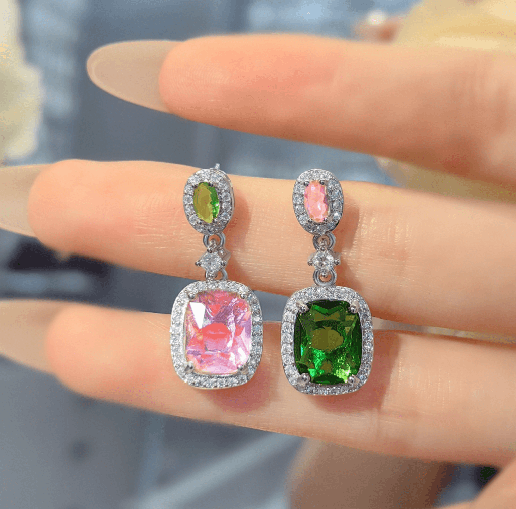 Pink gemstone earrings