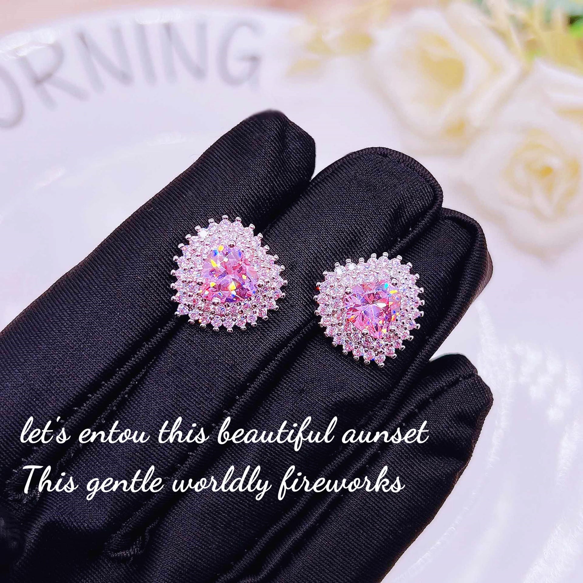 Pink gemstone earrings