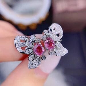 Pink gemstone earrings