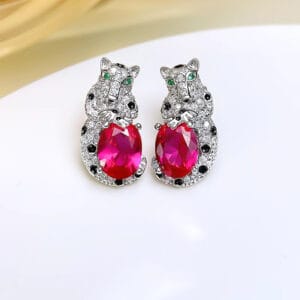 Pink gemstone earrings