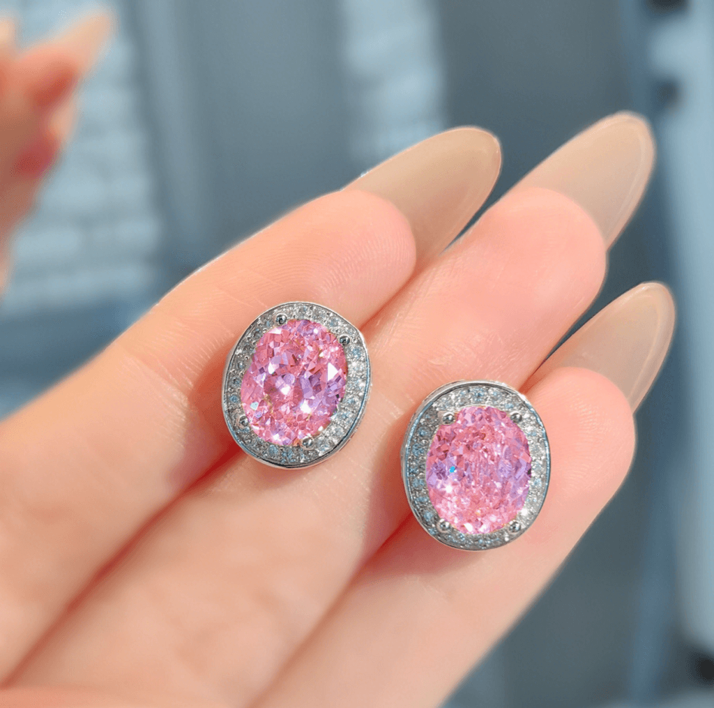 Pink gemstone earrings