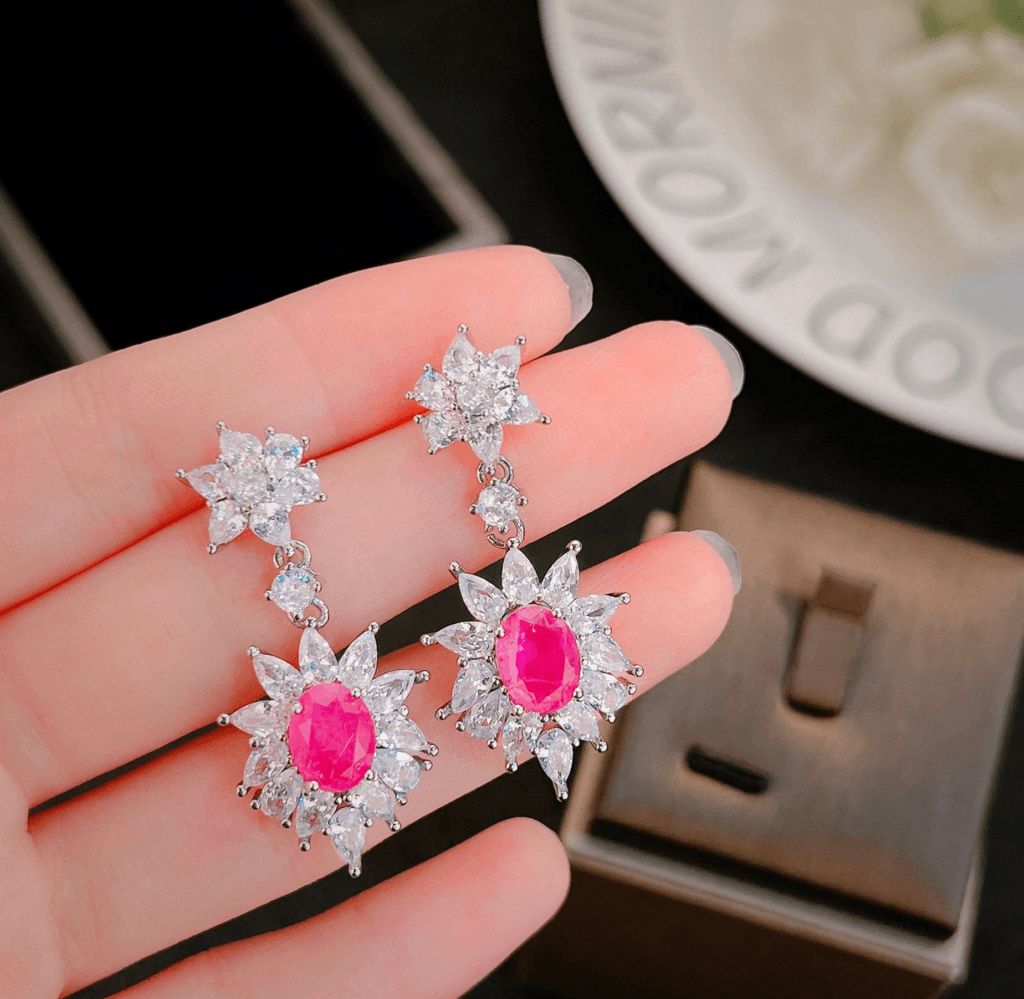 Pink gemstone earrings