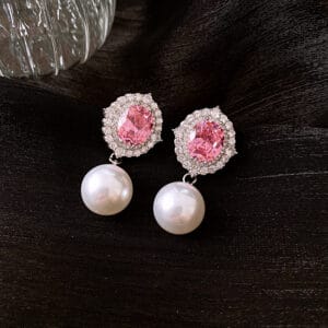 Pink gemstone earrings