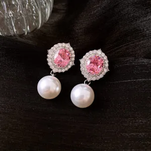 Pink gemstone earrings