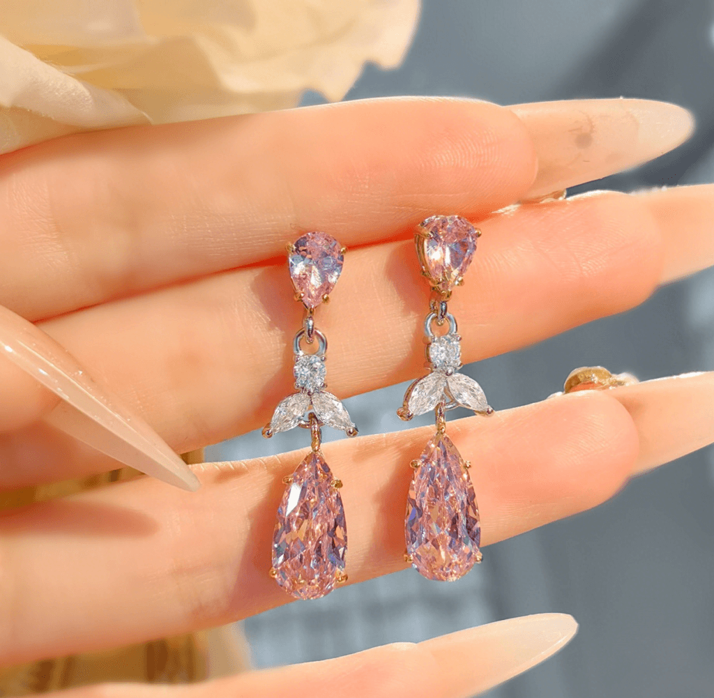 Pink gemstone earrings