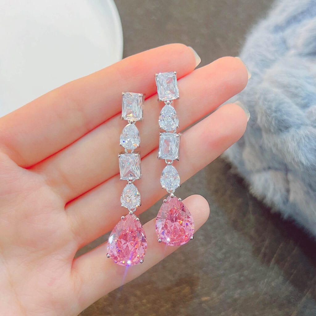 Pink gemstone earrings