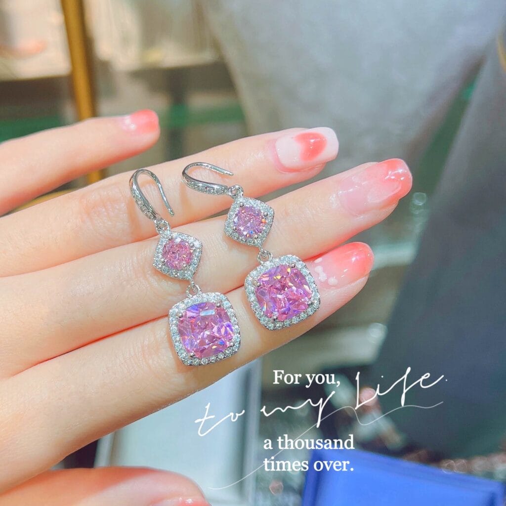 Pink gemstone earrings