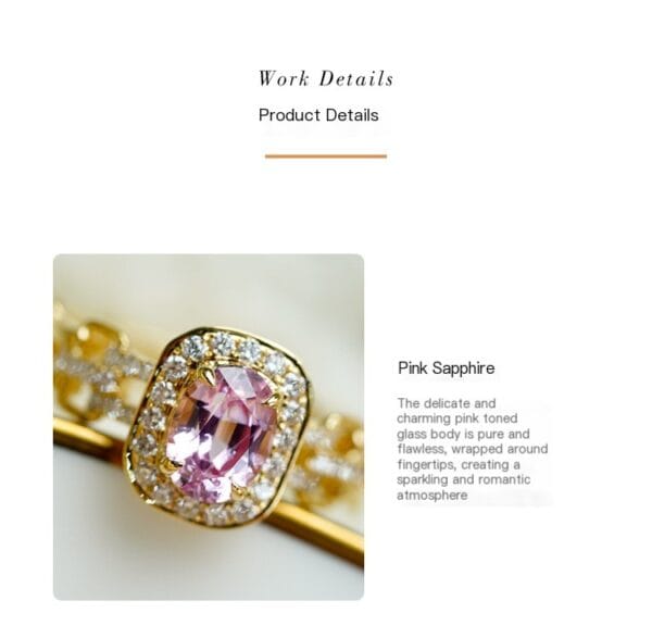 Selling Ransom the same inlaid high imitation pink gemstone ring light luxury ring all high-grade sense - Image 2